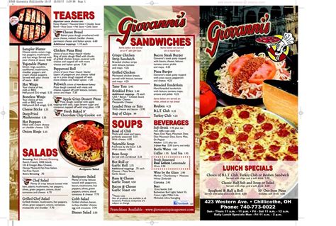 Dine in or take out. . Giovannis pizza hillsboro menu